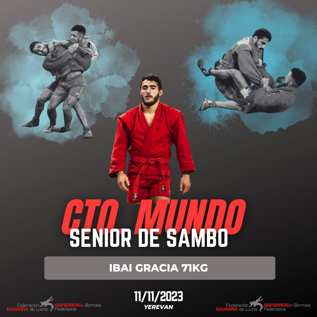 fnlucha's tweet photo. Este sábado 11 de noviembre Ibai Gracia deportista del @CNdeLUCHA va a participar en el Campeonato del mundo senior de sambo que se va a celebrar en Yerevan. ¡Desde aquí te deseamos mucha suerte campeón!
.
.
#sambonavarra https://t.co/NgJP60hqec