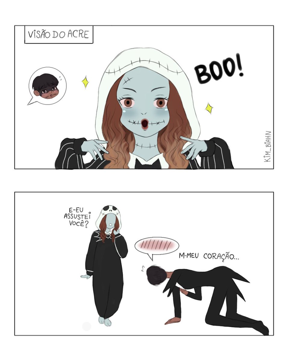 Kim_BiahN's tweet photo. Já vai fazer uma semana do Halloween? Sim, mas o que vale é a intenção. Versão Acrixaba da comic Jack &amp; Sally.

🦕🌸

#OCestadosBR #NikkiyanOC #acrixaba https://t.co/ubdiRFjnAy