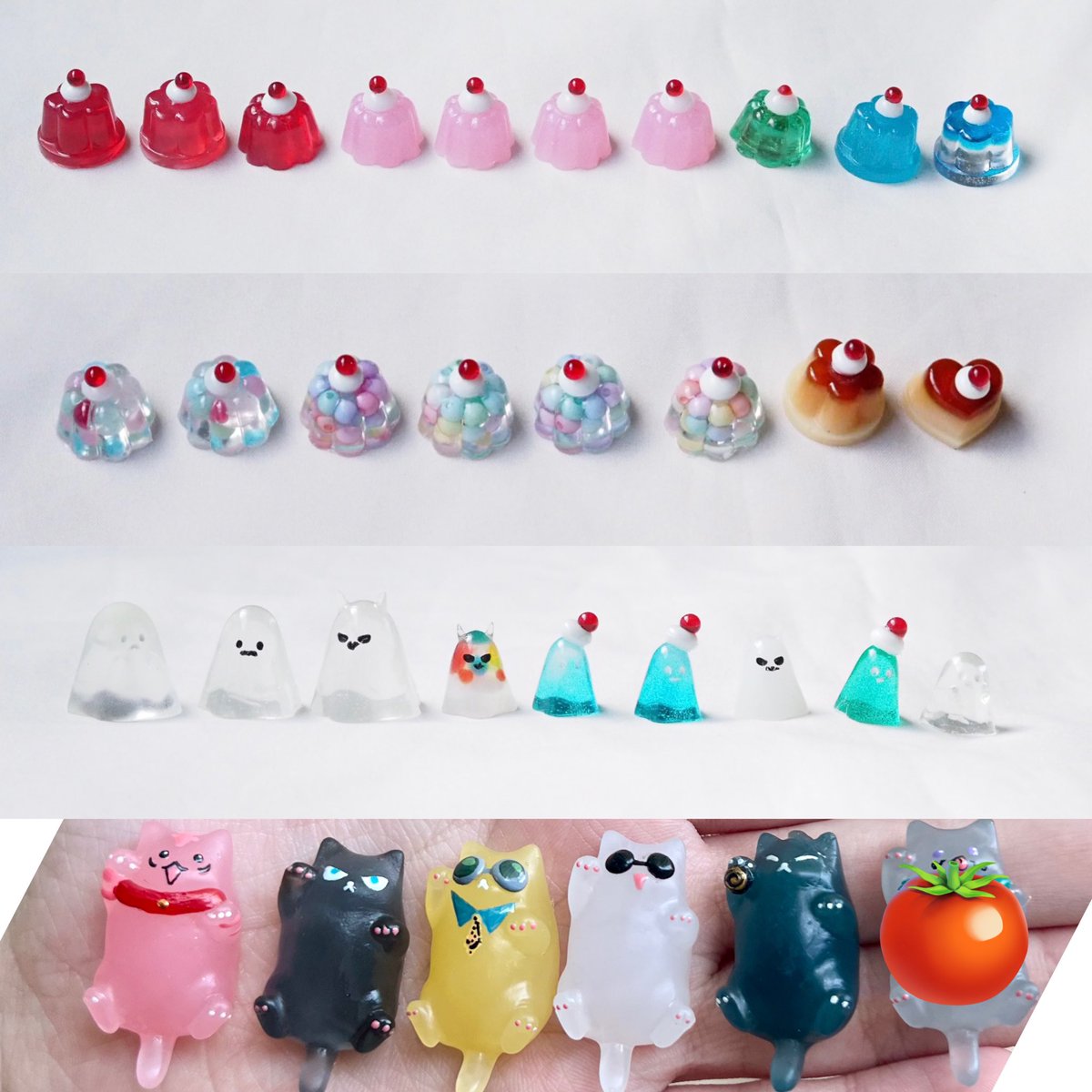 🍮 RT appreciate 🙏🏻

วันนี้ประมาณ 2 ทุ่ม จะมาลงของรอบออนไลน์จากงาน #comicavenue8 #CA8 นะคะ ดอกไม้ เจลโล่และน้องผีมีเท่าที่อยู่ในรูปเลยค่ะ ส่วนแมวเด็ก ซาโตรุมี 11 ก้อน สุงุรุ 5 ก้อน เมงุมิ 6 ก้อน นานามิ 6 ก้อน ยูจิ 1 ก้อนค่ะ คาร์อื่นๆ จะทำเพิ่มมาลงตอนช่วงปลายเดือนนะคะ 🙏🏻✨