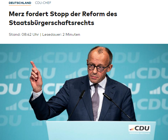 #Merz hat mal wieder den Schuß nicht gehört. Aber das kennt man von den CDU-Granden, die ohne Tiefenbewußtsein sowie finales Denken unterwegs sind und sich ganz auf ihre Fertigkeiten beim Zeitgeistsurfen verlassen. Es steht fest: Über Jahrzehnte wurde die dt. Staatsbürgerschaft