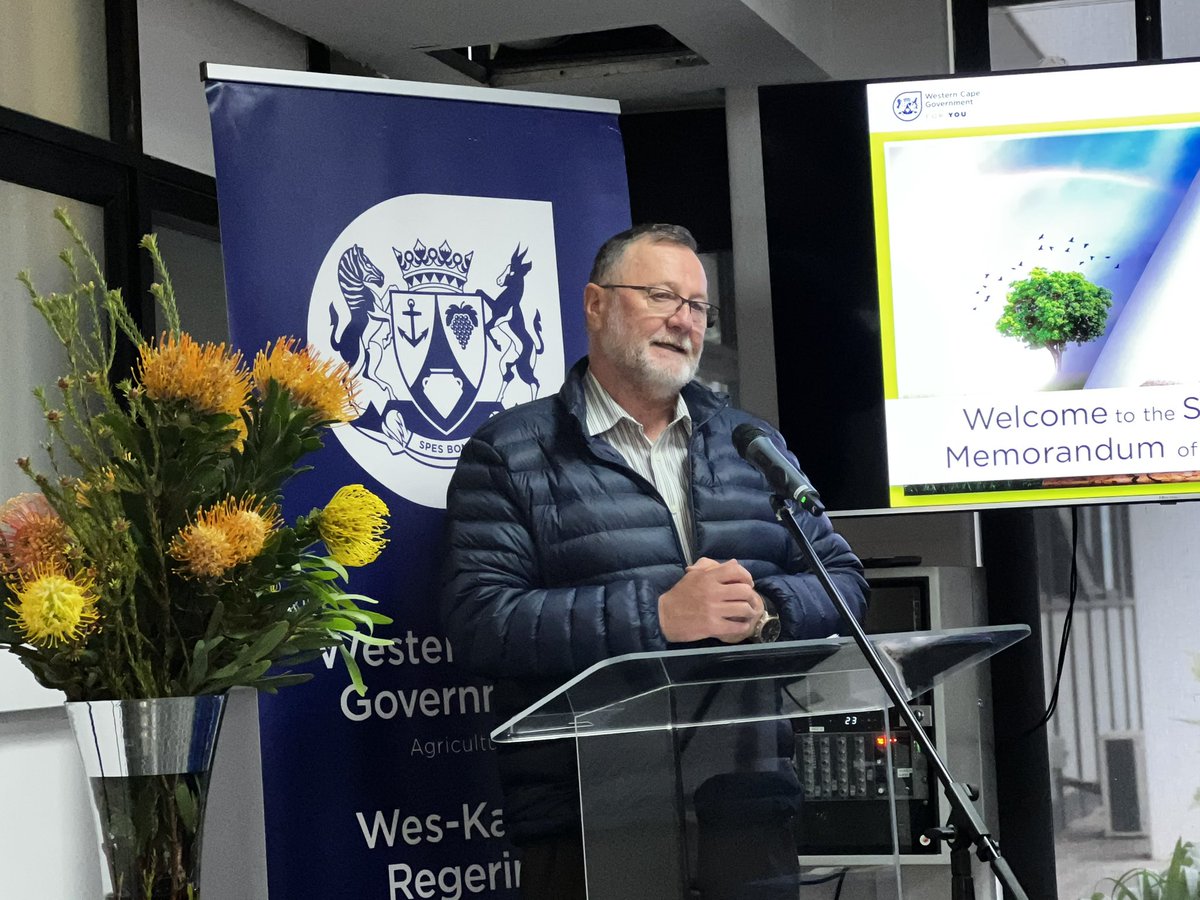 [JUST IN❗️]The Western Cape Departments of Agriculture, Environmental Affairs &amp; Development Planning &amp; Stellenbosch University School for Climate Studies will be signing a Memorandum of Agreement, collaborating towards a climate resilient province.🌦️🌱🌍

#ForTheLoveOfAgriculture
