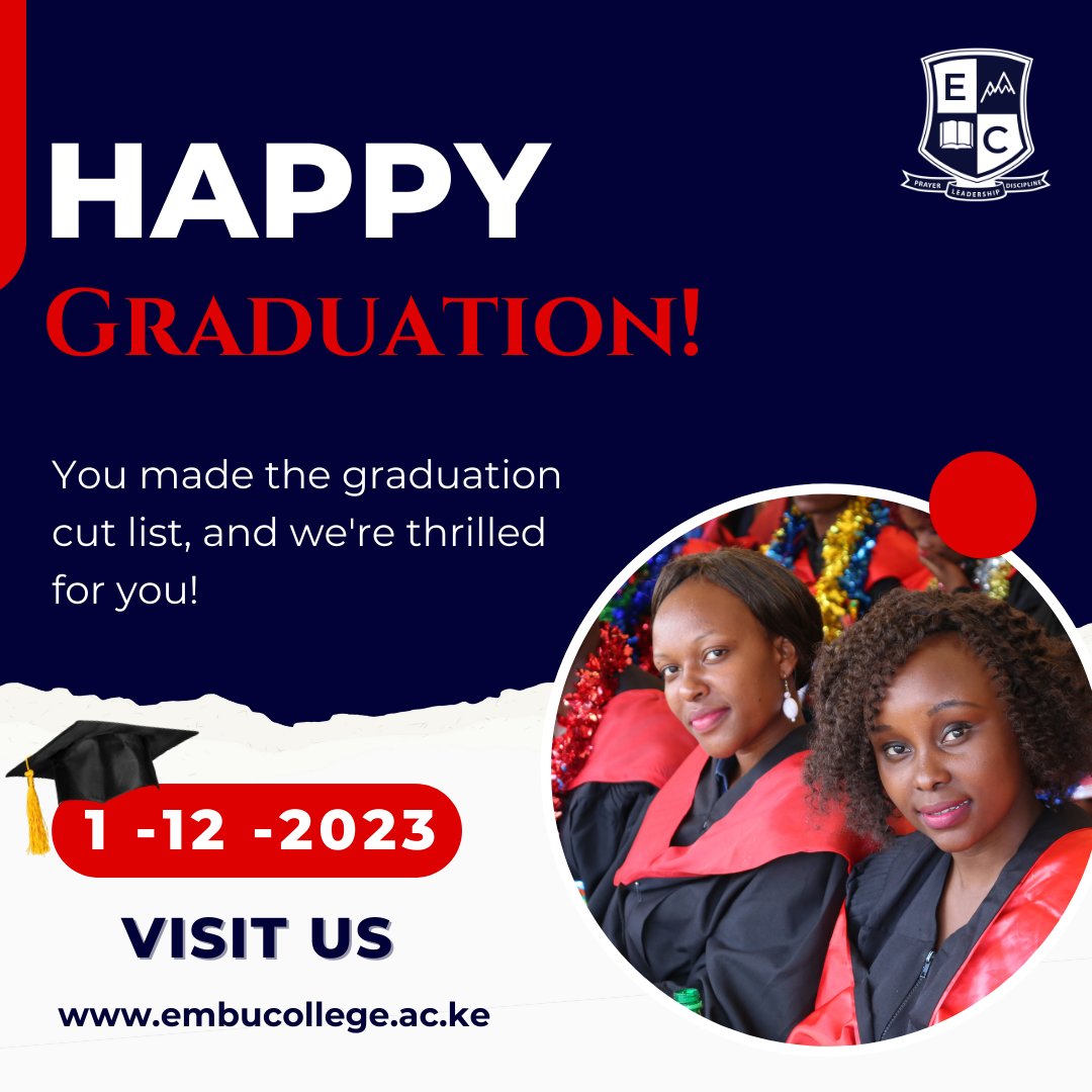 EmbuCollege's tweet image. Your journey of excellence continues! From classrooms to the graduation list, your determination has taken you far and we couldn't be prouder! 📚🎓
Visit embucollege.ac.ke/graduation-202… 
for more info.
#SuccessStory #BrightFuturesAhead #CapsOff #EmbuCollege #SkillsToGoPlaces