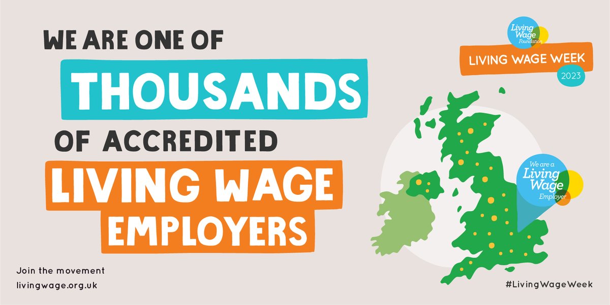 It’s Living Wage Week! 🎉

We’re part of a growing movement of employers across the UK who are committed to doing the right thing by our employees by paying a real Living Wage.

With costs continuing to rise it’s never been more important.

#LivingWage
<a href="/LivingWageUK/">Living Wage Foundation</a>
