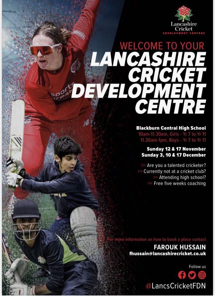 Free <a href="/LancsCricketFDN/">Lancashire Cricket Foundation</a> Cricket Coaching for Girls who are not at a club . Taking place <a href="/BCHS_uk/">Blackburn Central High School</a> .. starting on Sunday Nov 12 (10:00-11:30).Year 7 to Year 11. <a href="/ammarashraf18/">ammar ashraf</a> <a href="/Boaseee/">Peter Boase</a> @CookieAW 🏏🏏👍👍<a href="/BCHS_PE_NSK/">Mr Sharrock</a> <a href="/BCHS_PE/">BCHS PE</a> Plz RT