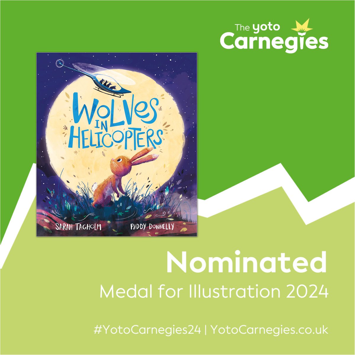 I’m blown away that my picture book with @mrstwit ‘Wolves In Helicopters’ has been nominated for the Yoto Carnegie Medal for Illustration!

Thank you to everyone who nominated it. And thanks to @AndersenPress for letting me make some scary illustrations! #YotoCarnegies24