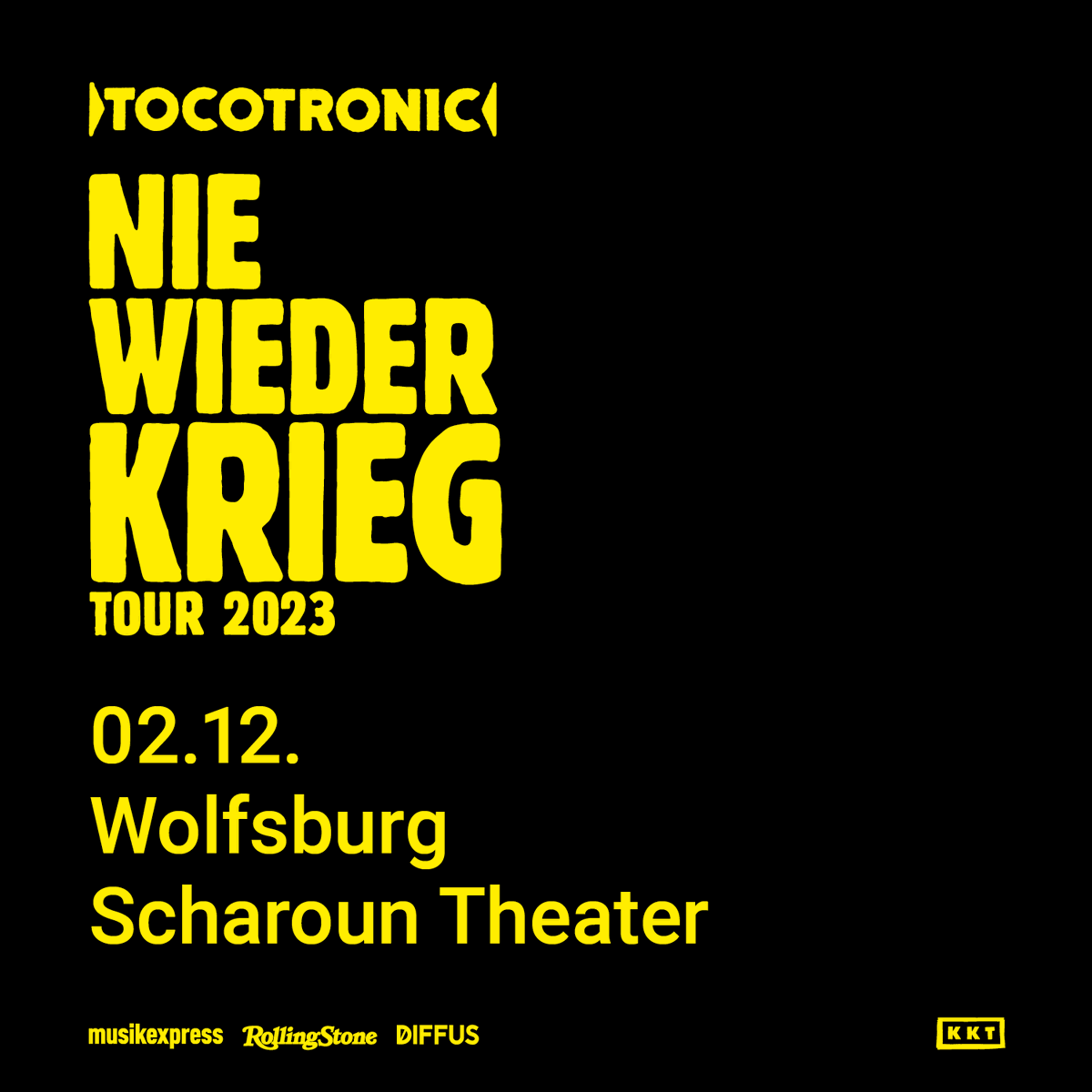 Freaks*, hier nochmals ein Hinweis auf unser letztes Konzert in diesem Jahr: Wir spielen im Scharoun Theater Wolfsburg am 02.12.23. Hier gibts alle Infos und Tickets: theater.wolfsburg.de/.../tocotronic…... Eure Tocs