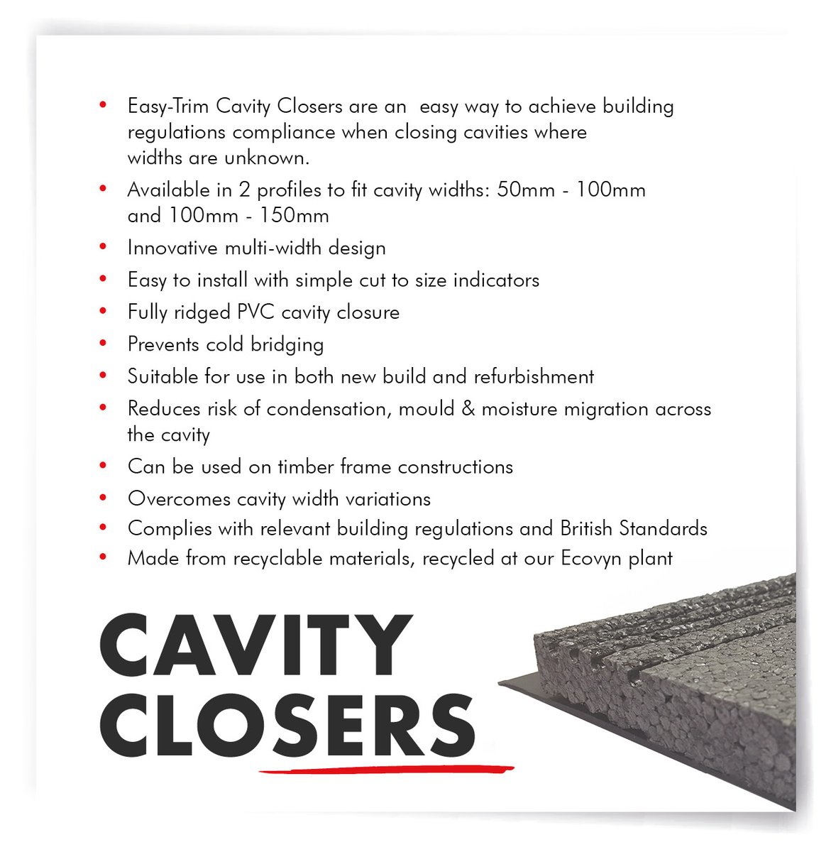 EasyTrimRoofing's tweet image. Step up your construction game with Easy-Trim's Cavity Closers! Quality is our priority. Choose from XPS or EPS cores, stylish branded packaging. Place your order now and experience the Easy-Trim difference.

#TrustInUs #EasyTrim #cavityclosers  #BuilderMerchant #BuildersChoice