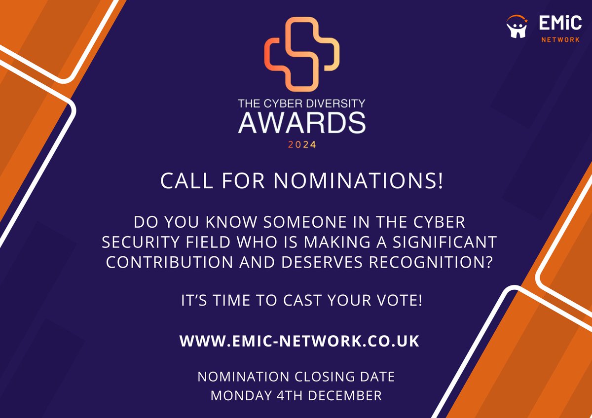 The call for nominations is open for The Cyber Diversity Awards 2024. Don't forget to nominate. @Cyber_Quarter #CyberSecurity #cyberawards #Diversity #cyberdeversityawards #CDA2024