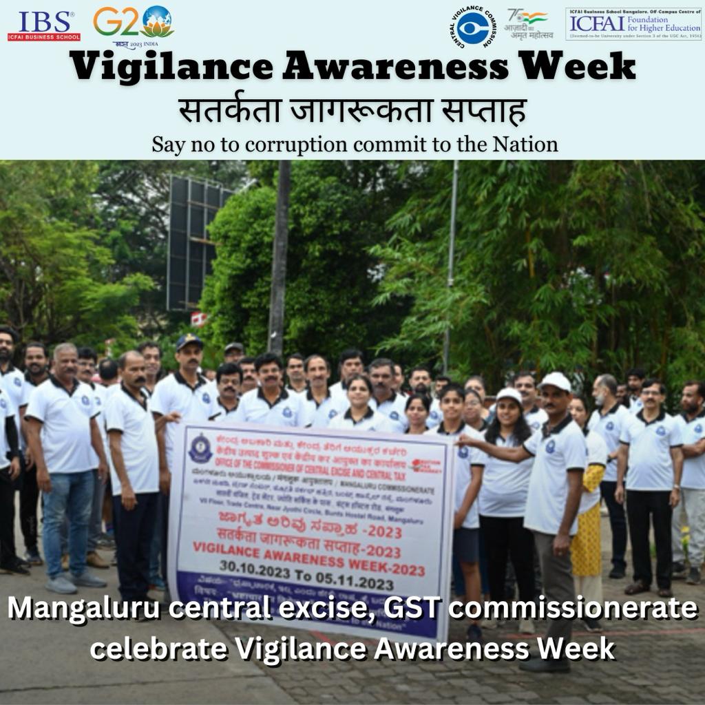 The officers of central excise and central tax (GST) commissionerate, celebrated the valedictory function of the ‘Vigilance Awareness Week 2023’ on November 3. 
.
.
.

 #EthicalPractices  #vigilance 
#Ifhehyderabad #icfai #ibsbusinessschool #icfaibangalorecampus #ifhe #ibsat