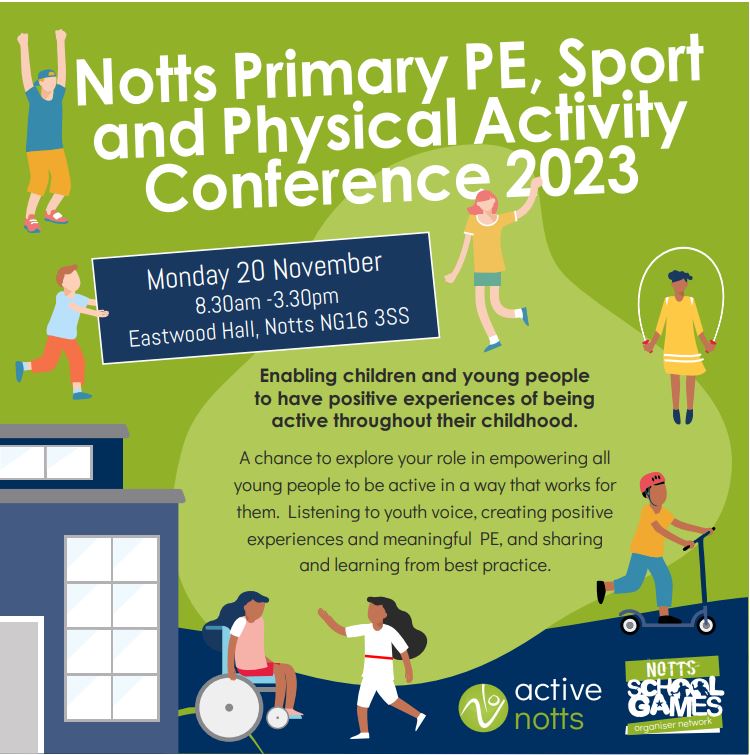 LAST chance to book for the Notts Primary PE, Sport and Physical Activity Conference Bookings close tomorrow (7/11/23) - very limited places remaining Book at: tinyurl.com/43u66wkc to explore your role in empowering all young people to be active in a way that works for them