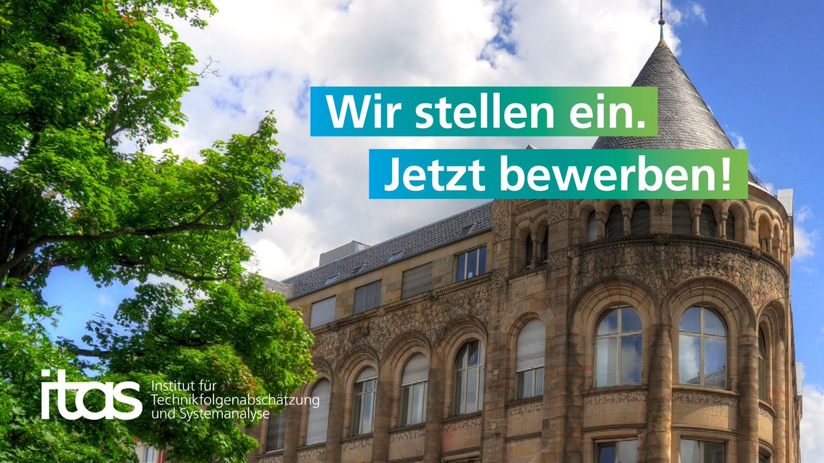 Das ITAS stellt ein! Wir suchen Mitarbeiterinnen / Mitarbeiter (m/w/d) in der Wissenschaft mit den Fachrichtungen Politikwissenschaften, Soziologie o.ä. oder Sozial-, Umwelt- u./o. Nachhaltigkeitswissenschaften. Mehr Infos: itas.kit.edu/stellenangebot…
