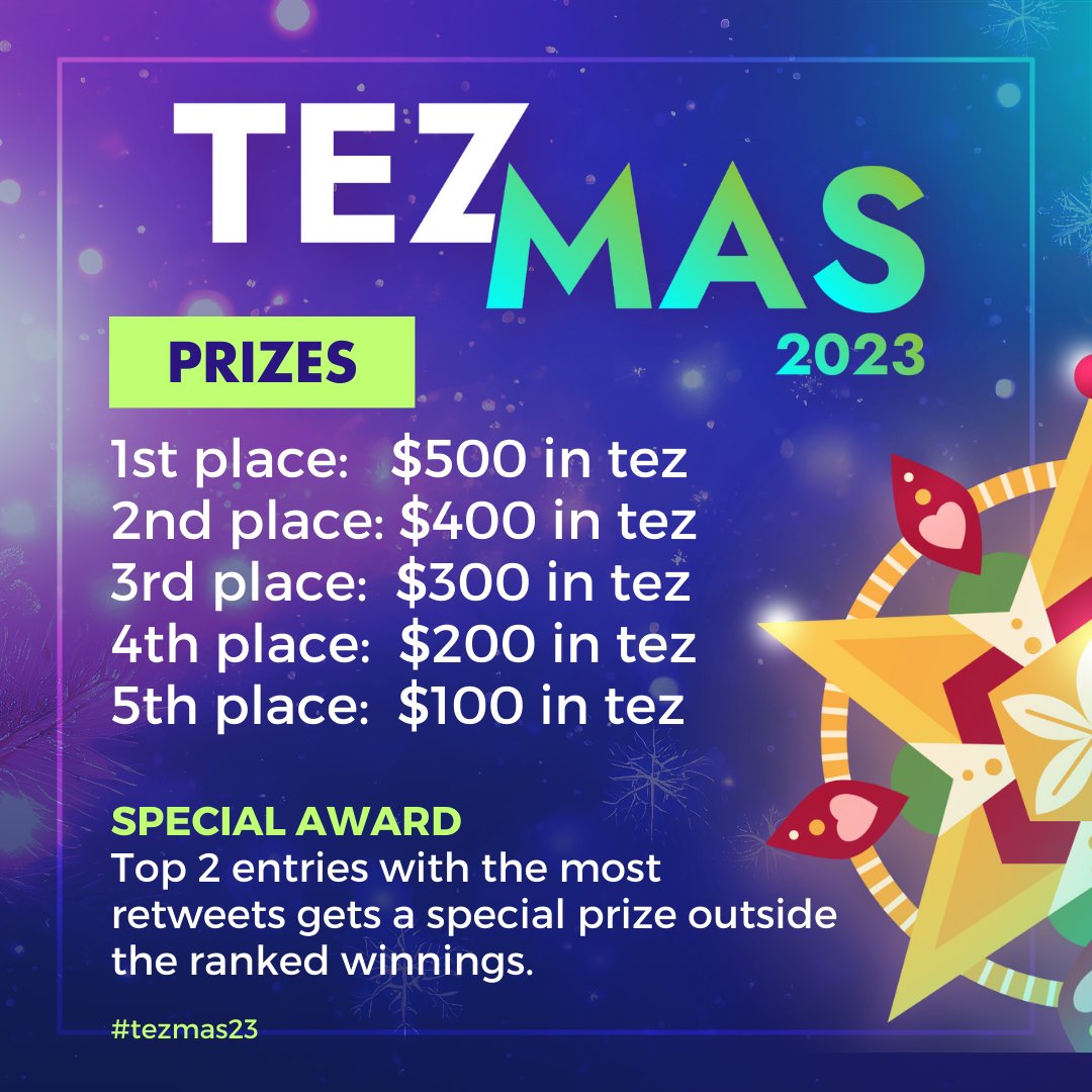 🎄TEZsup!

🎄#TEZMAS 2023 is here!

⭐️ This year’s theme is the Filipino Parol, also known as the Christmas Lantern.

⭐️ The #Tezmas23 contest encourages artists to create NFTs inspired by the Parol.

🎁A total of $1600 worth of tez will be given as rewards

#Tezos 

1⃣🧵➡️