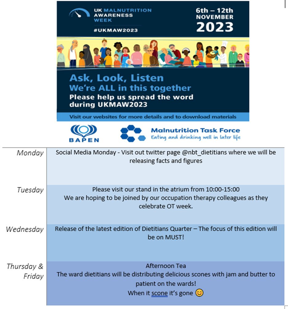 Its Malnutrition Awareness Week! Here is what the NBT dietitians are up to!
@MalnutritionTF @NorthBristolNHS #UKMAW2023