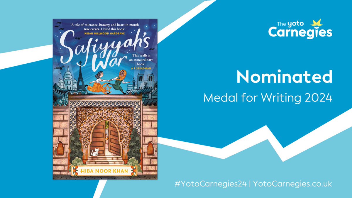 HUGELY honoured to be nominated for the Carnegie medal, blown away to be recognised by the country’s oldest & most prestigious writing award for children & young people, thankyou @CarnegieMedals 
#carnegiemedal #safiyyahswar #hibanoorkhan #edutwitter #kidlit