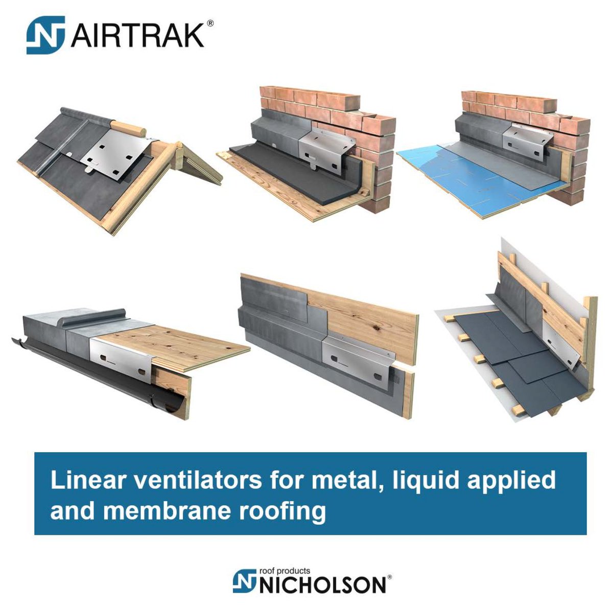 Nicholsonsts's tweet photo. With a greatly expanded range of standard ventilators now available, the AIRTRAK® ventilators cover most of the commonly encountered ventilation details. All ventilators are supplied in convenient 1m lengths which can be trimmed to length and mitred at corners on site. https://t.co/OaAFjlIAn8