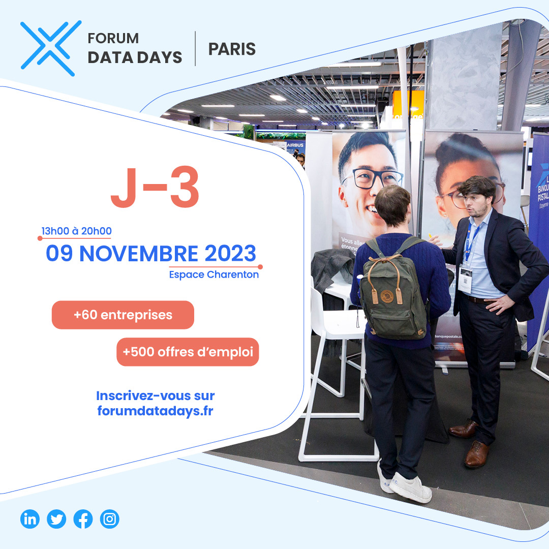 ForumDataDays's tweet image. Plus que 100 places disponibles !

Avec déjà plus de 800 inscrits et 300 recruteurs confirmés cette 10ème édition promet d&apos;être l&apos;événement le plus fréquenté depuis sa création en 2013 ! 🎉

Info et inscription 👉 forumdatadays.fr