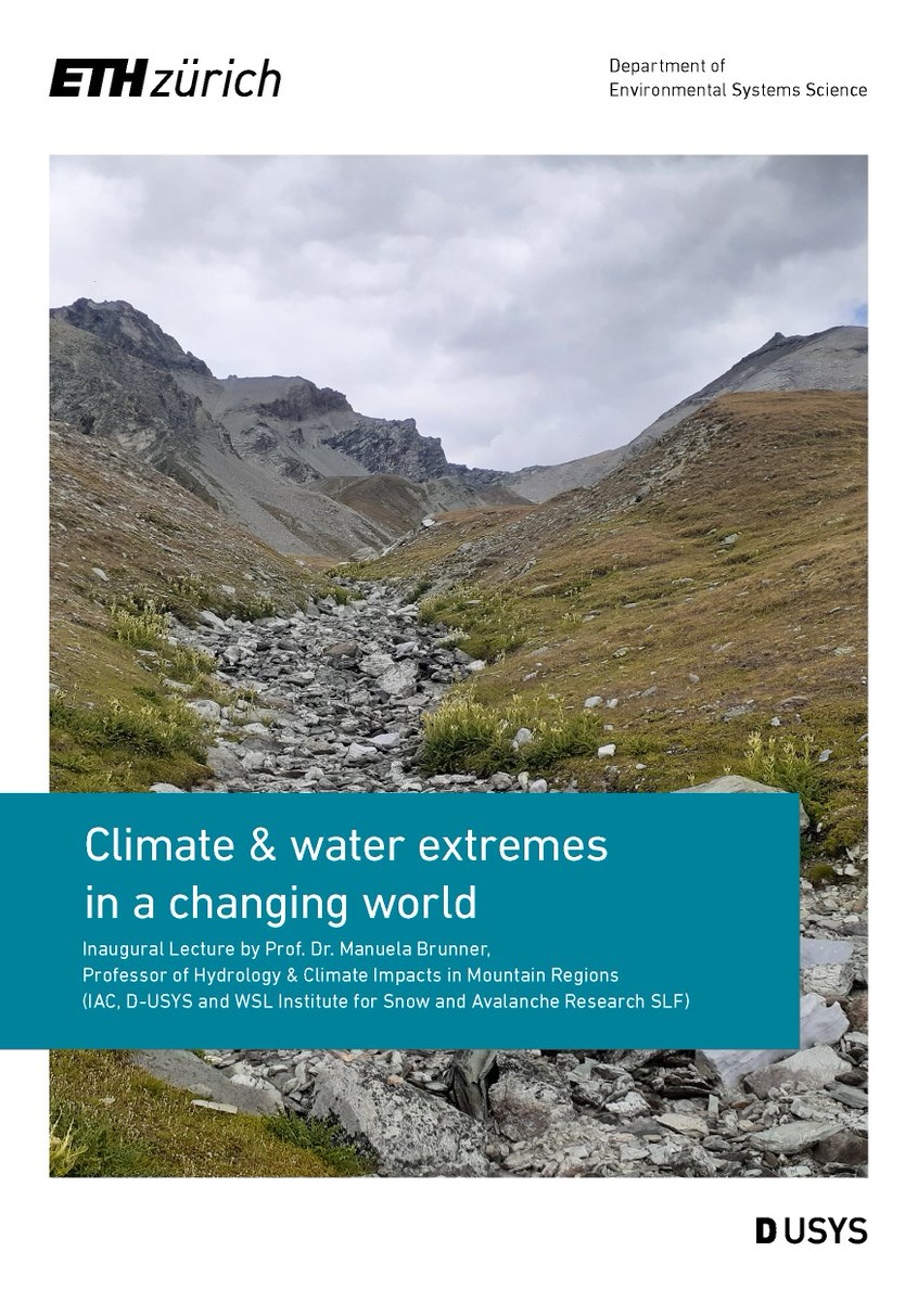 Manuela I. Brunner (@manuelaibrunner) on Twitter photo I would like to invite you to my inaugural lecture on 'Climate and water extremes in a changing world' <a href="/ETH_en/">ETH Zurich</a> this Wednesday at 5:15pm in Audimax. Hope to see some of you there!
Further details and link to livestream: usys.ethz.ch/en/news-events… I would like to invite you to my inaugural lecture on 'Climate and water extremes in a changing world' <a href="/ETH_en/">ETH Zurich</a> this Wednesday at 5:15pm in Audimax. Hope to see some of you there!
Further details and link to livestream: usys.ethz.ch/en/news-events…