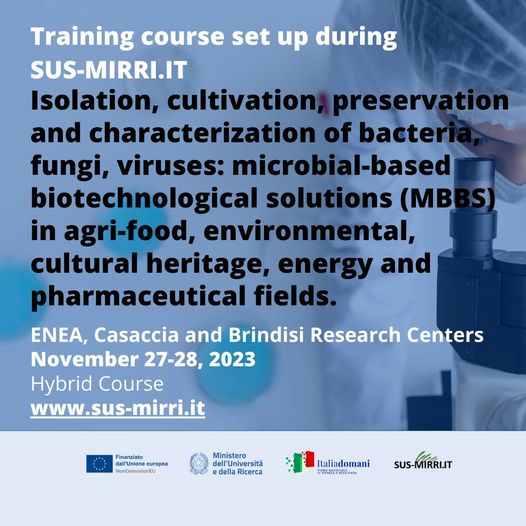 🫵Course: Isolation, cultivation, preservation and characterization of bacteria, fungi, viruses: microbial-based biotechnological solutions (MBBS) in agri-food, environmental, cultural heritage, energy and pharmaceutical fields. sus-mirri.it/.../november-2… #susmirri #mirri