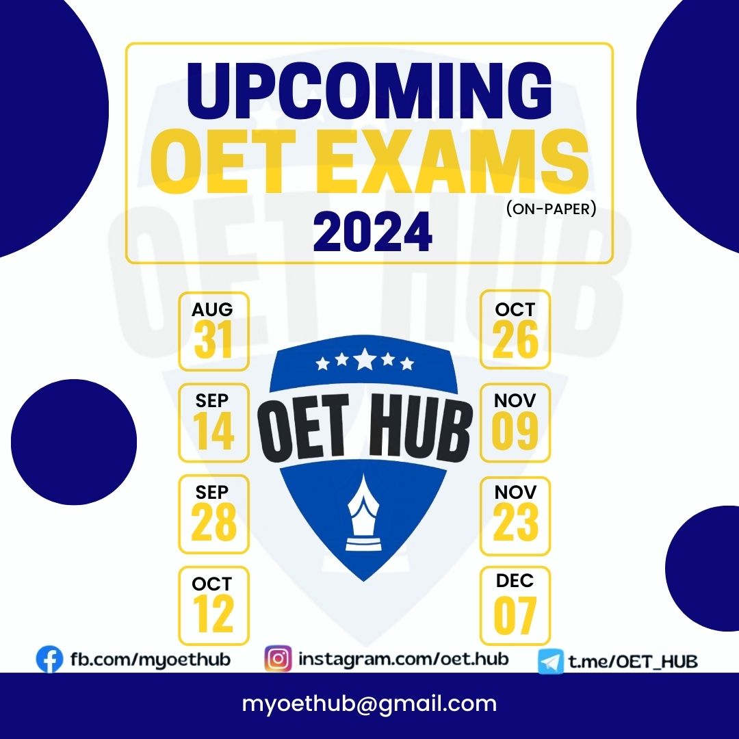 OetHub's tweet photo. Upcoming OET Exam dates for 2024.

OET HUB Facebook Discussion Group Link : https://t.co/9rmo5cZqnt

Instagram link : https://t.co/nRc4NkdWJy https://t.co/33zyp8Jt8r
