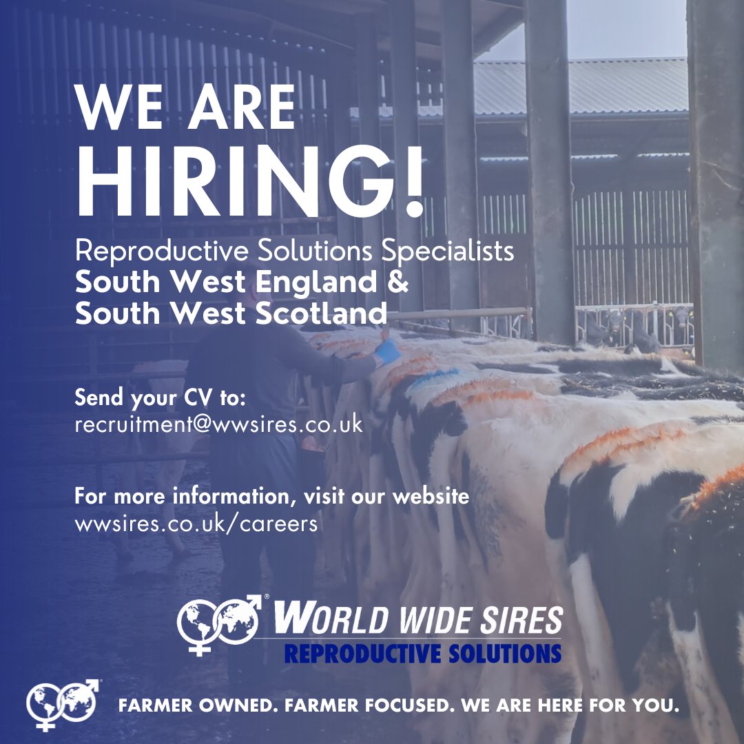 𝗪𝗲'𝗿𝗲 𝗛𝗶𝗿𝗶𝗻𝗴!
Join our team as Reproductive Solutions Specialists - South West England and South West Scotland.

For more information, visit our website: wwsires.co.uk/careers