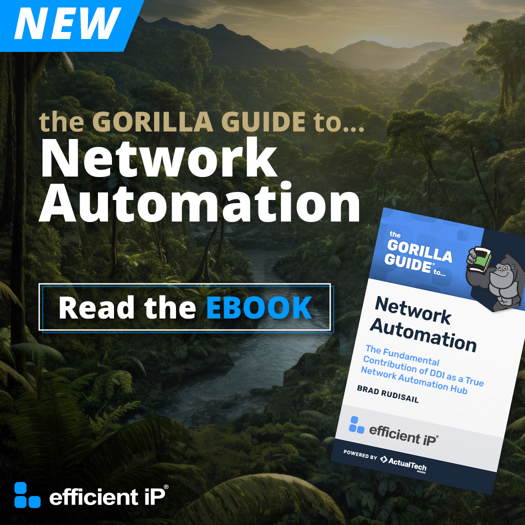 efficientip's tweet image. Why wait any longer to explore the true potential of network automation for operational efficiency? 🚀

Start your journey TODAY by diving into our latest eBook, &quot;The Gorilla Guide to...Network Automation&quot;.  Learn more here: ow.ly/P1MY50Q4qIK

#DDI #DDIdoesIT #GorillaGuide