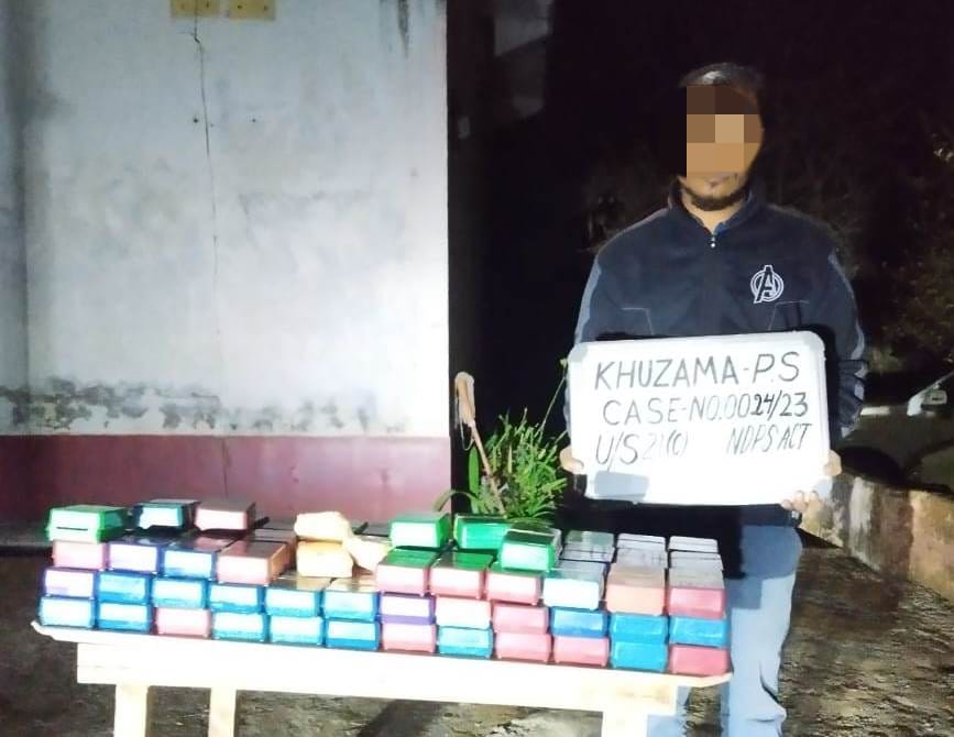 Century marise deh! One person arrested with 110 soap cases of suspected heroin by police personnel manning Khuzama Inter-State check gate . @rupin1992 @YanthungoPatton @dipr_nagaland @morungexpress05 @Nagaland_Post @Eastern_Mirror @NagalandPage