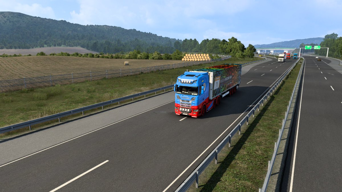 billy_speed's tweet photo. Euro Truck Simulator 2 I see a cool view and straw then houses and jet in the sky doing my trip out

#CruisingTheBalkans
#eurotrucksimulator2
#ETS2
@ScaniaGroup
@SCSsoftware
#MissionRecordRun
@KroneTrailer https://t.co/VuXtUBEem1