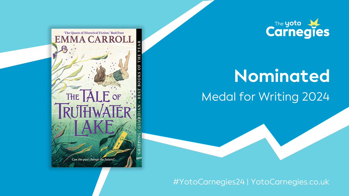 The Tale of Truthwater Lake by @emcarrollauthor, in which the Queen of Historical Fiction looks to the near future for a time-travelling adventure that explores the before and after of global warming 🏊 Congratulations Emma! #YotoCarnegie24