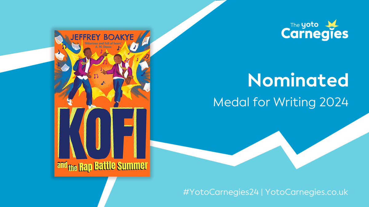 Kofi and the Rap Battle  Summer by @jeffreykboakye! A fun and nostalgic, music-fuelled adventure set on a South London estate in the 90s, featuring natural entrepreneur Kofi and his best friend Kelvin 🎶 Many congratulations Jeffrey! #YotoCarnegie24