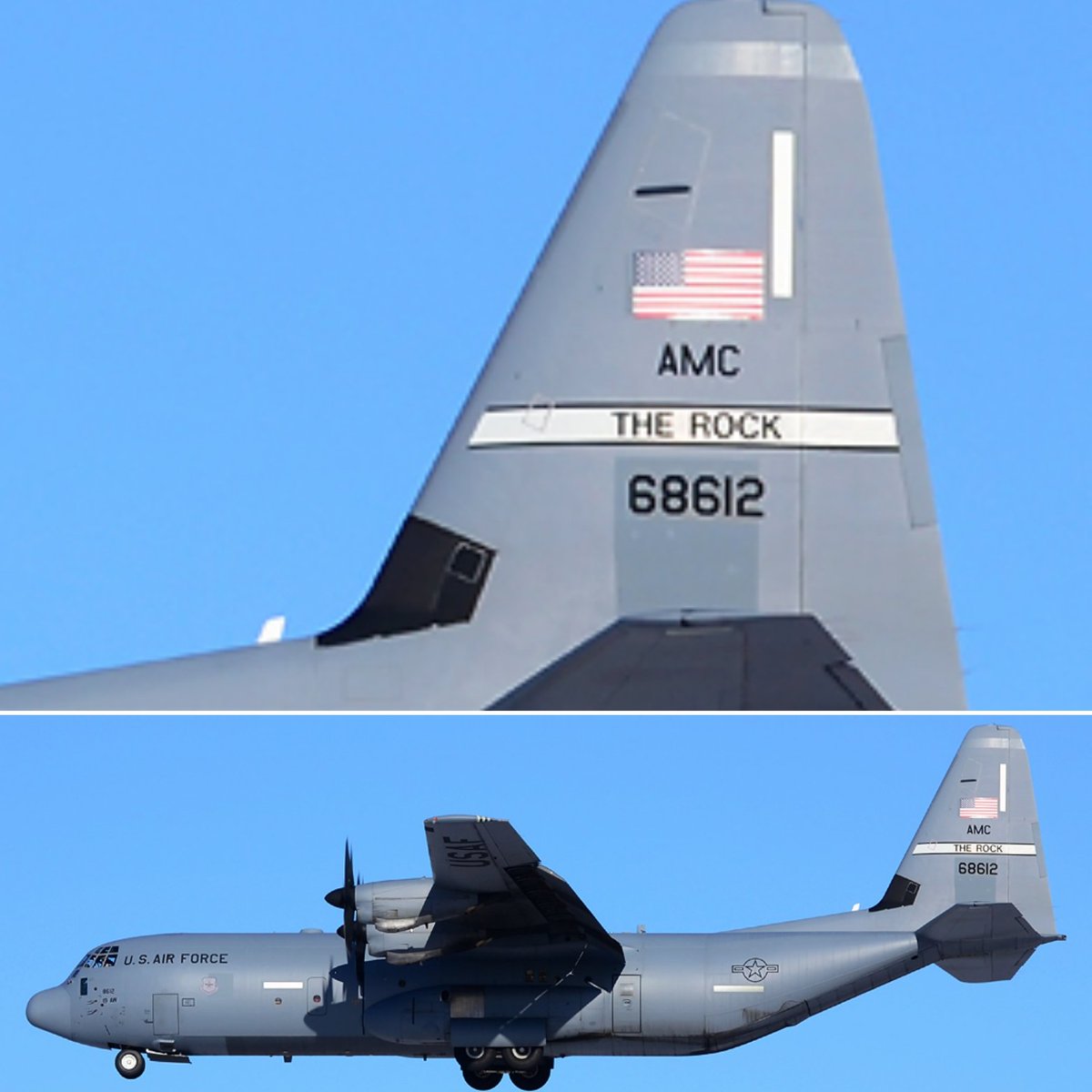 LebanonJets's tweet photo. Military: USAF C130 068612 "TheRock" hex #AE1BEE as #CHROME46 started the day at #AliAlSalem AirBase #Kuwait then either #AlAzraq #MuwaffaqSalti or #PrinceHasan AirBase #Jordan arrived into #WujuhElHajar #Hamat AirBase north #Lebanon most tracked plane @flightradar24 @Intel_Sky https://t.co/GYQVKttoBT