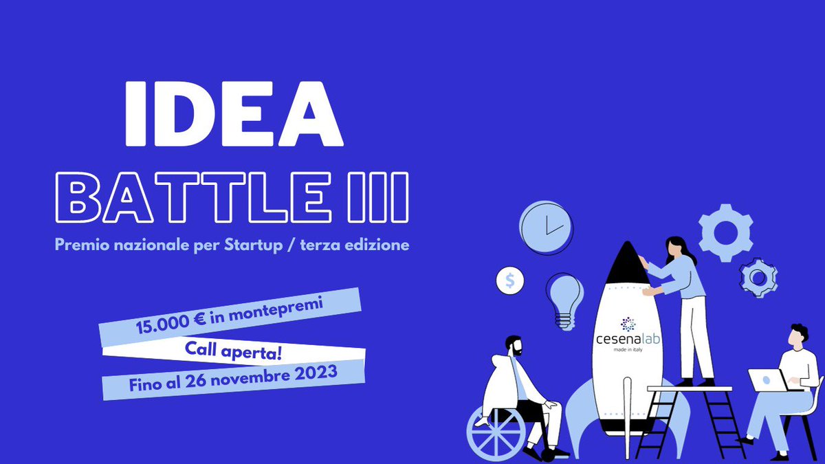 Hai un progetto innovativo o sei una giovane startup?💡Non perderti l'opportunità di partecipare al premio nazionale IDEA BATTLE III ed ottenere fino a 15.000 €.

Info cesenalab.it/bandi/ 

#innovazione #startup #imprese #progetti