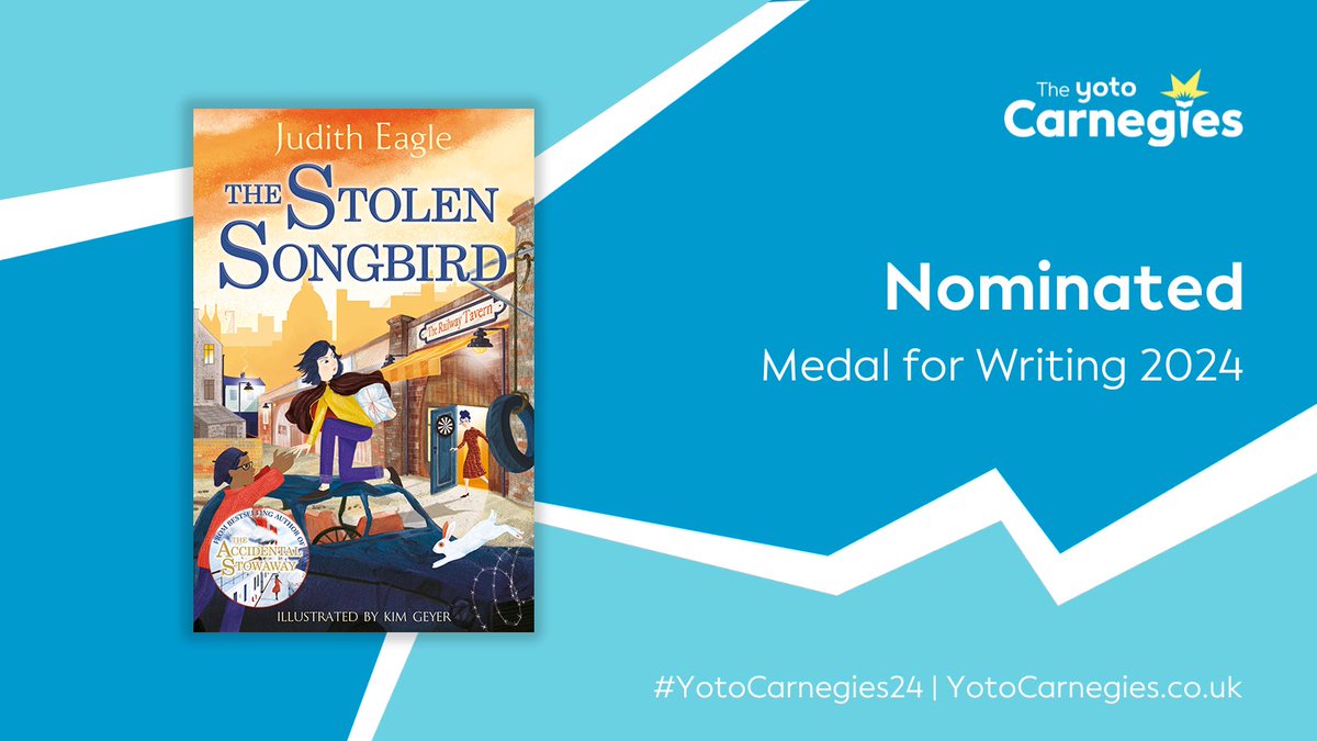 This feels like a favourite teacher has just tapped me on the shoulder and said ‘well done!’ Chuffed to pieces that #TheStolenSongbird has been nominated for #YotoCarnegies24 
❤️librarians! @CarnegieMedals @FaberChildrens @PFDAgents @AliSewan @lucyirvine93 @kim_geyer