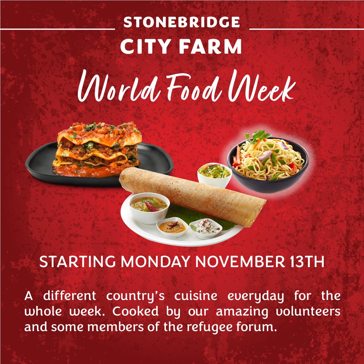 Only one week to go to our World Food Week! Each day we will be celebrating cuisine from a different country. From Poland, to South Africa via Italy and Mexico, we can't wait! #nottingham #notts #food #worldfoodweek #cityfarm