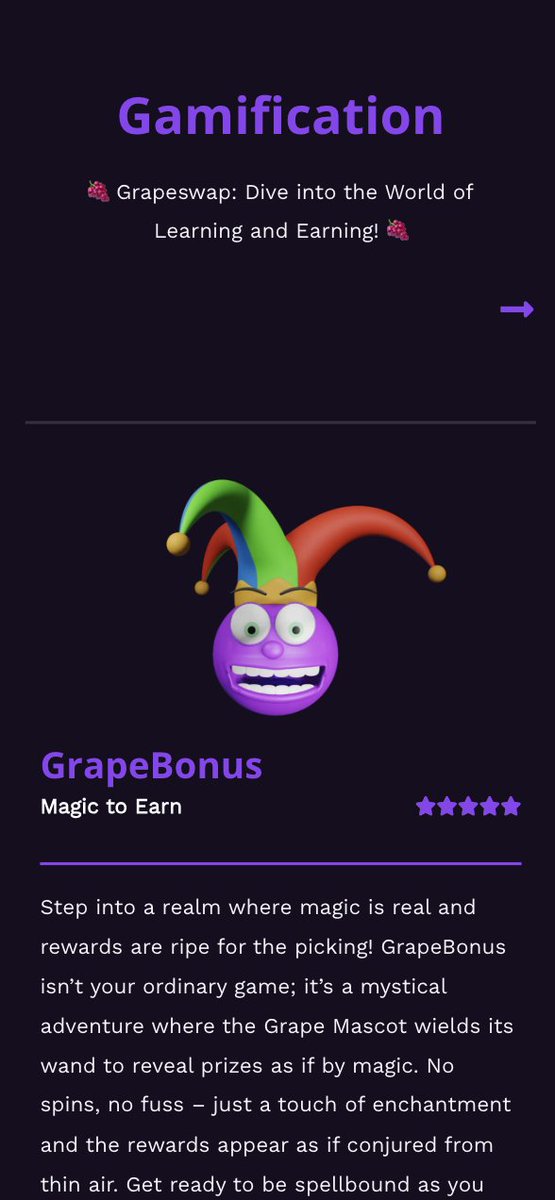 GrapeSwap's tweet photo. ๐ Introducing the new https://t.co/4Oqa781kms! ๐ Get ready for a gamified journey into the $GRAPE token world. ๐โจ Play, learn, and stake your way to rewards. Join our vibrant community and be part of the crypto revolution! #GrapeSwap #GamifyCrypto #EarnWithFun https://t.co/omy6hdmrV9