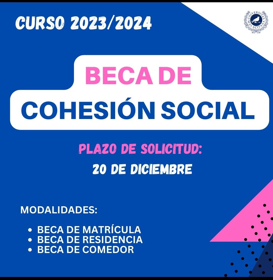 mentoresfc's tweet photo. 🗓️Te recordamos que ya han sido convocadas las becas de cohesión social de la uma (2023-2024) para estudios de #grado y #máster.

Plazo de solicitudes hasta el 20 de diciembre, a través de portal académico.

Más información en: https://t.co/29TWzIOtjU https://t.co/wW0vrZASG0