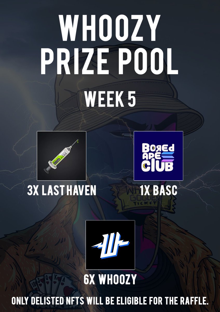 WhoozyNFT's tweet photo. Winners will be announced tonight! 
Delist your Whoozy to be eligible for the raffle. https://t.co/EoWOZ3UaNv
