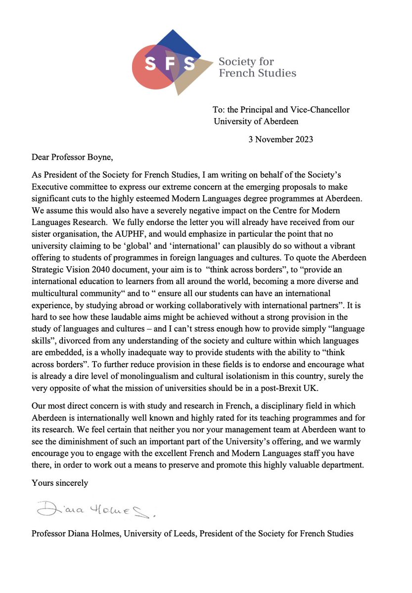 We are extremely concerned at the emerging proposals to make significant cuts to the highly esteemed @UoA_LLMVC degree programmes at Aberdeen. We encourage @aberdeenuni to engage with the excellent LLMVC staff to preserve and promote this highly valuable department. Please RT