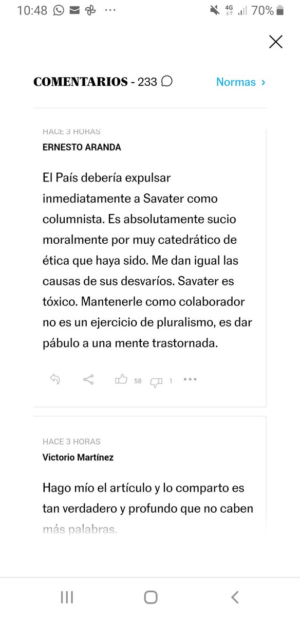 Tartemisa2's tweet photo. @Palomas_Alejand @el_pais @HoyPorHoy @MHC_1982 @vickibernadet @pvallin @sanchezcastejon @DefensorPuebloE @SoyMantilla @luzsmellado @Jaumeasens @OmellaCardenal Hago mío el comentario de un lector de @el_pais.👇 https://t.co/4kNeHKQTx4