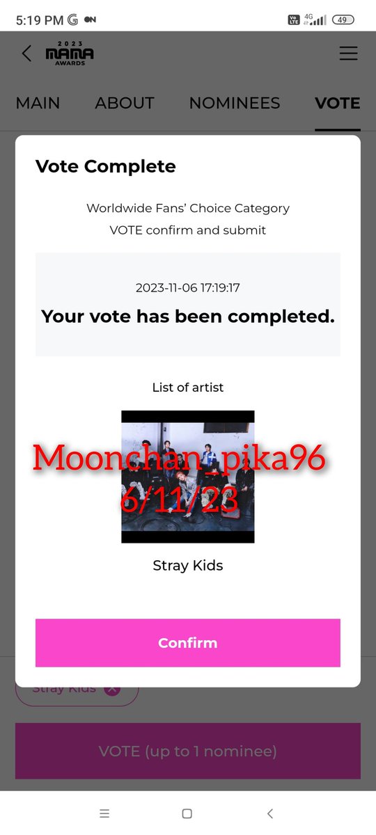 MoonChan_pika96's tweet image. ✨Proof Voting Mama 2023[FINAL]✨

Day 1  - by @MoonChan_pika96

#TeamStar #StaySupportTeam
#StrayKids @SupportsystemSK
#BabySTAYsCatchingUp 💚