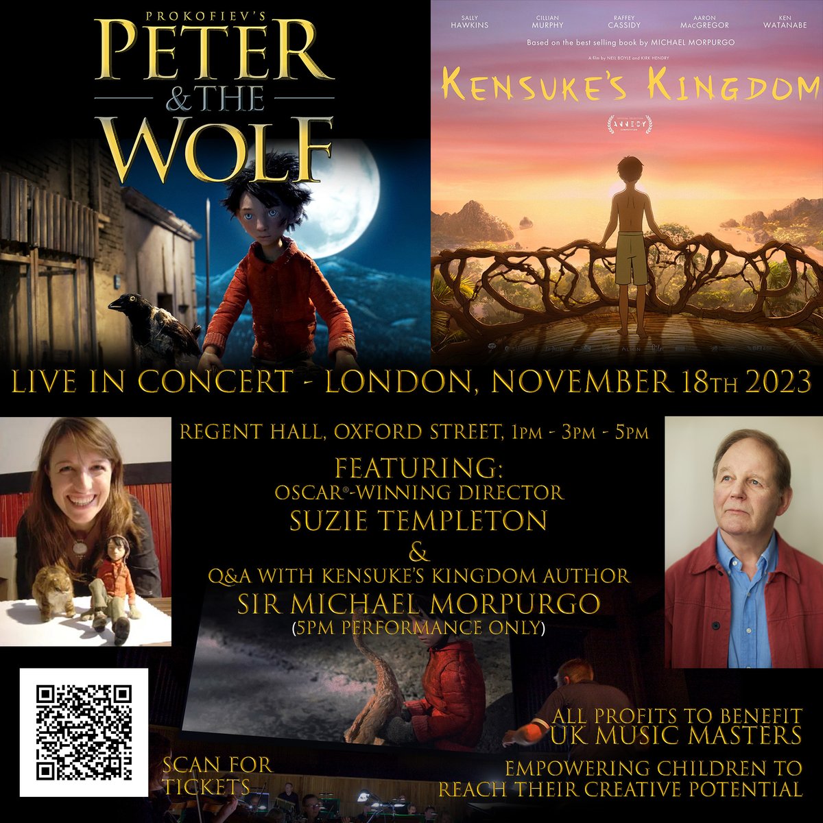 💥3pm show SOLD OUT💥PETER & THE WOLF LIVE IN CONCERT Grab your tickets for the 1pm /5pm @RegentHallSA Sat Nov 18: eventbrite.com/.../peter-the-…... with the bonus of a Michael Morpurgo Q+A for the KENSUKE'S KINGDOM movie (5pm show only) @stpaulssinfonia @UKMusicMasters @LupusFilms