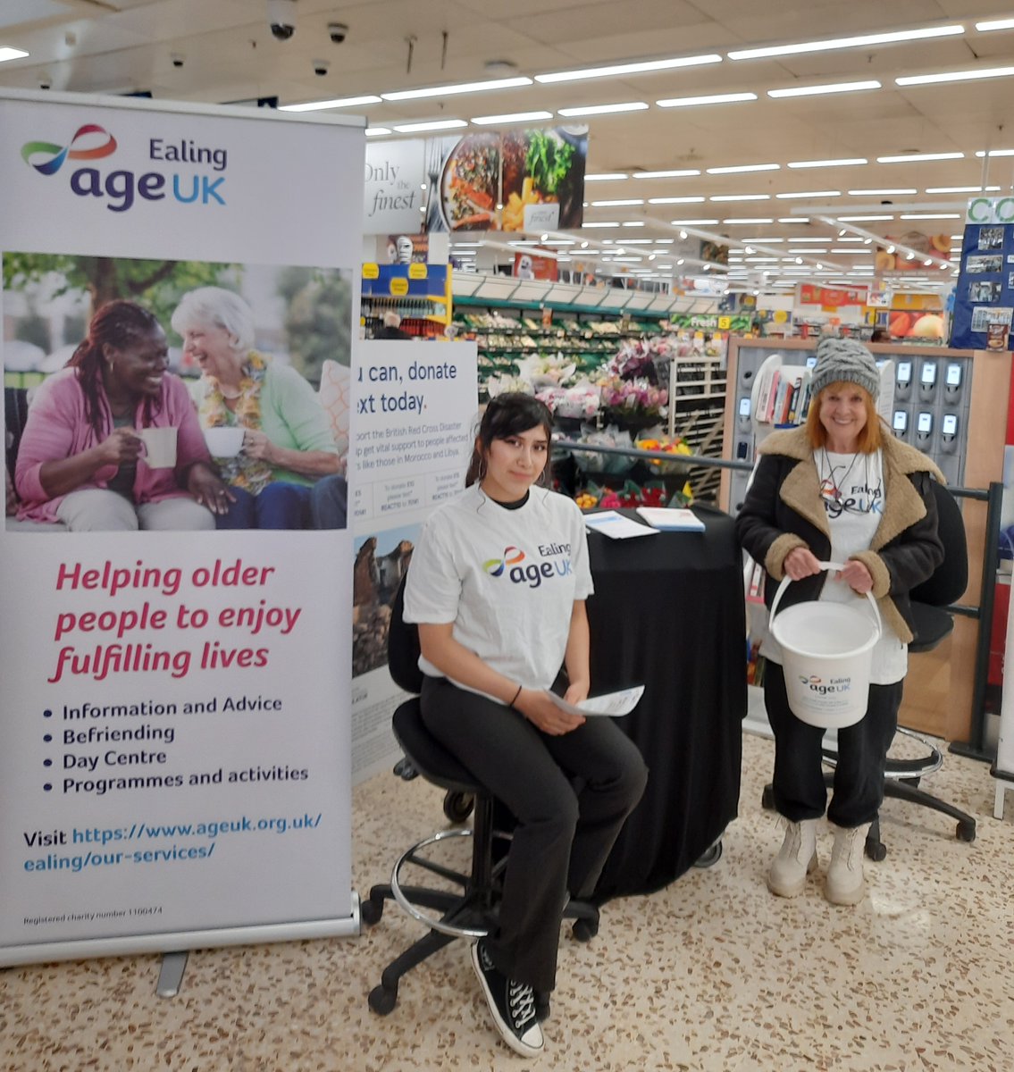 AgeUKEaling's tweet photo. Huge thanks to our amazing Age UK Ealing #volunteers, who were busy fundraising for us at @Tesco in Perivale last week. 

And of course, thanks to everyone who stopped for a chat or to donate! 

#BefriendingWeek https://t.co/I2LXoqy2Cg