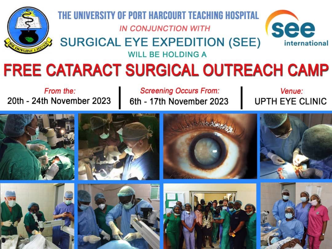 UpthOnline's tweet photo. UPTH in conjunction with Surgical Eye Expedition (SEE) presents FREE CATARACT SURGICAL OUTREACH CAMP.

Venue: UPTH Eye Clinic 
Screening: 6th - 17th November 2023

 #UPTH #freeeyesurgery  #SEE https://t.co/wAuWiFpwsQ