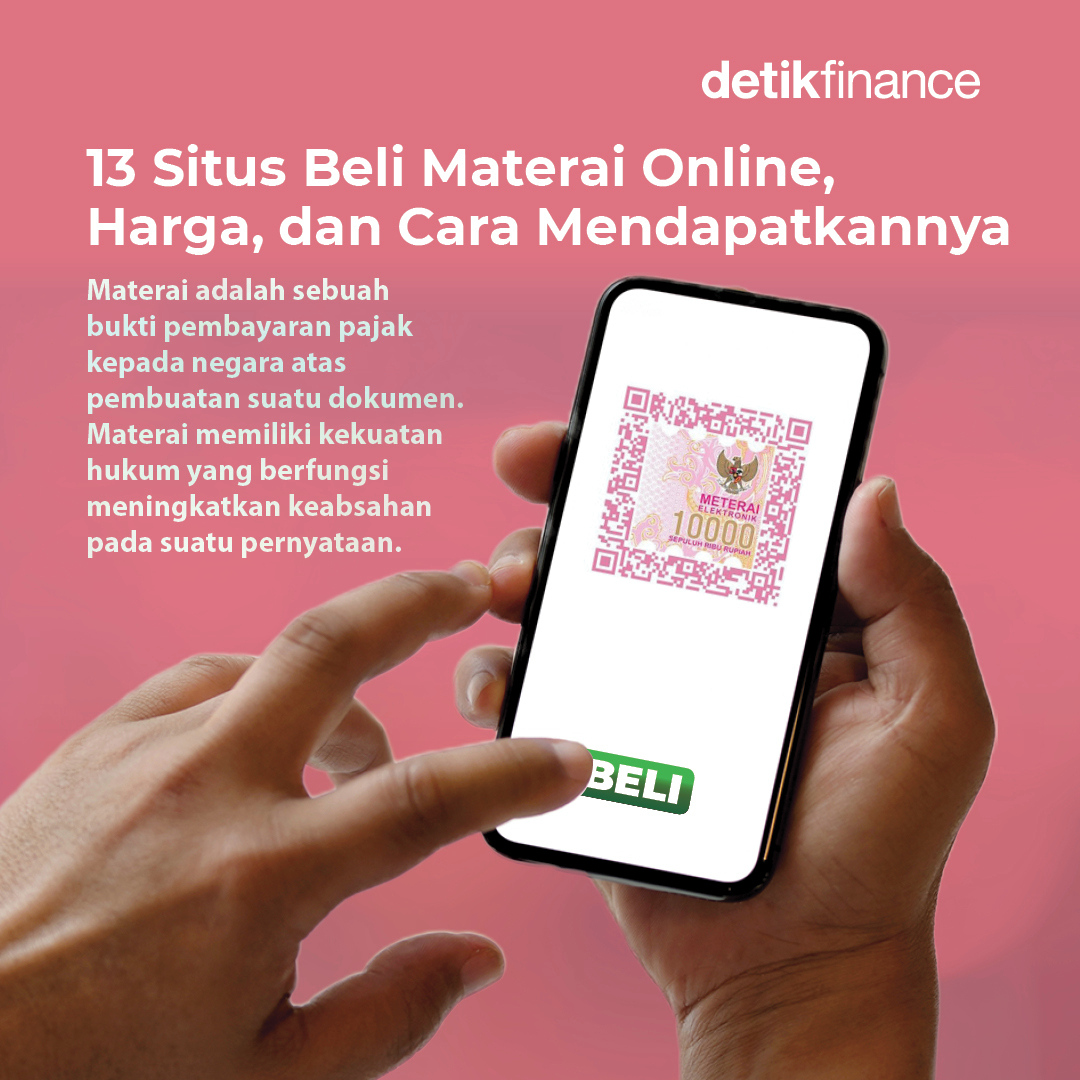 detikfinance's tweet photo. Saat ini ini, pembubuhan materai dapat dilakukan secara nonfisik melalui materai online lho detikers!
Lantas, bagaimana cara membeli dan membubuhkan materai online?
#Materai #MateraiOnline #detikfinance https://t.co/sulv8q8hDF