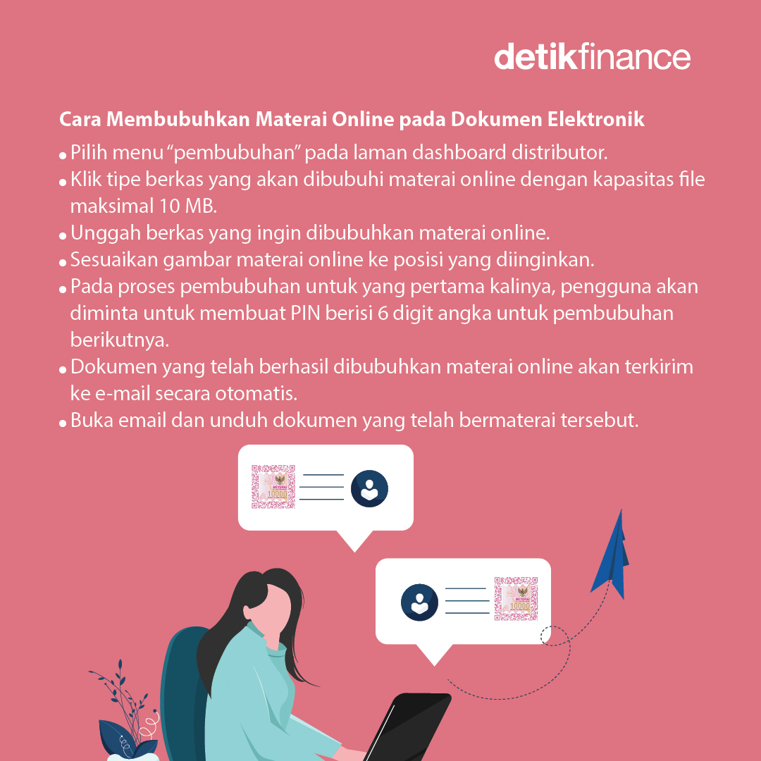 detikfinance's tweet photo. Saat ini ini, pembubuhan materai dapat dilakukan secara nonfisik melalui materai online lho detikers!
Lantas, bagaimana cara membeli dan membubuhkan materai online?
#Materai #MateraiOnline #detikfinance https://t.co/sulv8q8hDF