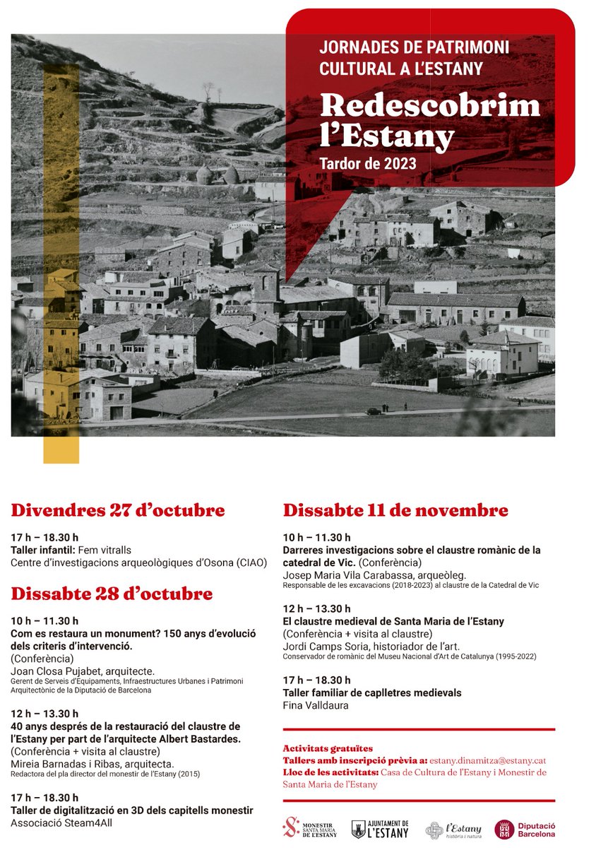 comarcamoianes's tweet photo. Aquest cap de setmana al #Moianès: 
➡️Festa Major d'Hivern a #Granera - Sant Martí 🗓️11 i 12 de novembre. 
➡️Jornades de Patrimoni Cultural a #LEstany - 🗓️11 de novembre.
Gaudeix del #Moianès!! https://t.co/jqQc0vvpHP