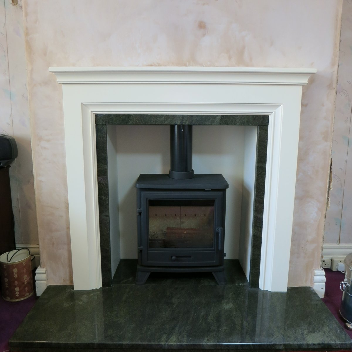 Another happy #chorlton client with the installation of their <a href="/rapidcarrot77/">Cece Mulroy</a> Penman Bassington 5kw wood burning stove with an <a href="/FocusFireplaces/">Focus Fireplaces Manufacturing</a> Leicester surround with an <a href="/CheshireMarble/">Cheshire Marble</a> green granite hearth #manchester #theheatison