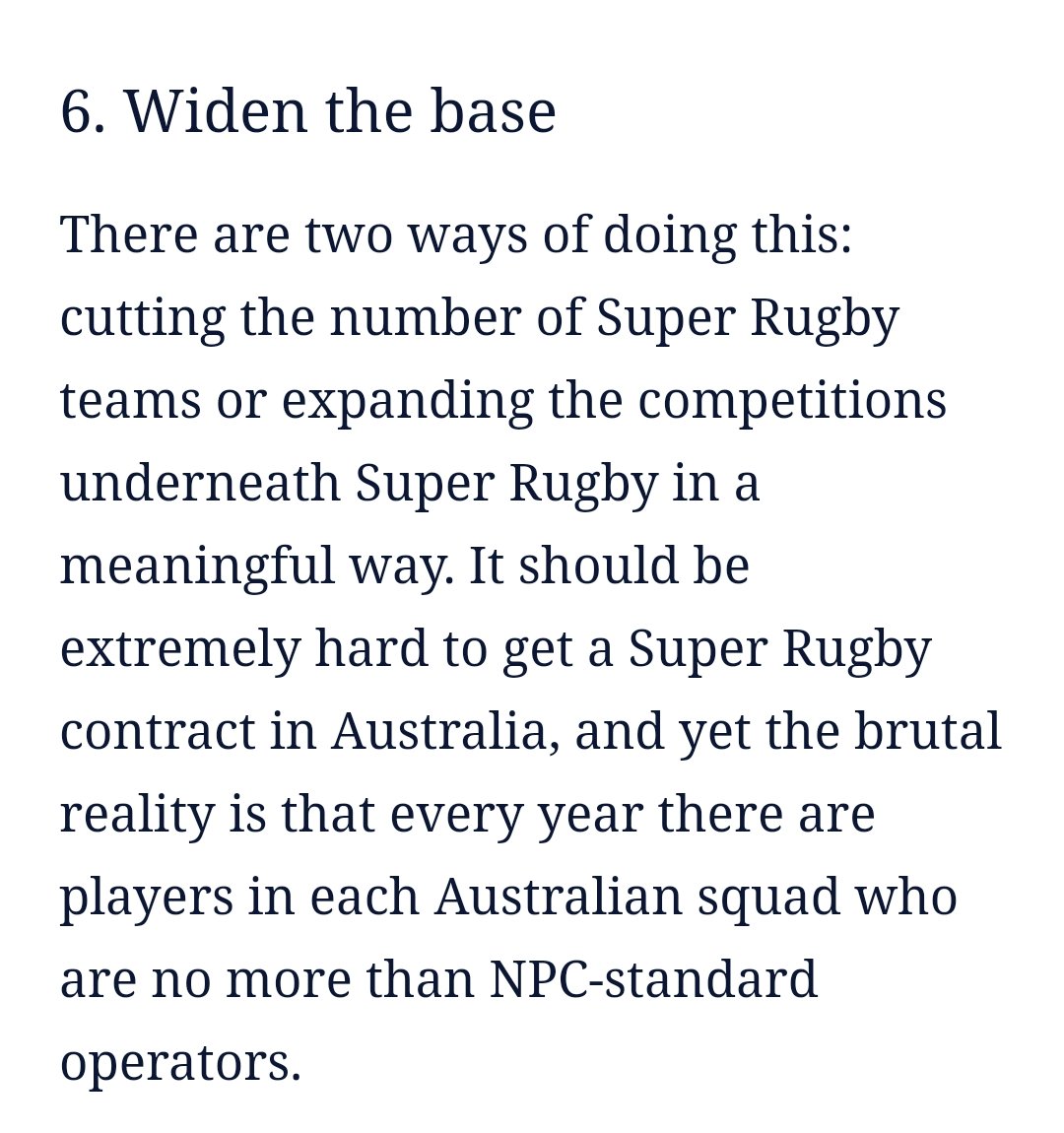 Can someone explain @paulcullystuff's logic to me? How does reducing the player base by cutting the number of Super Rugby teams widen the base?

#australianrugby
