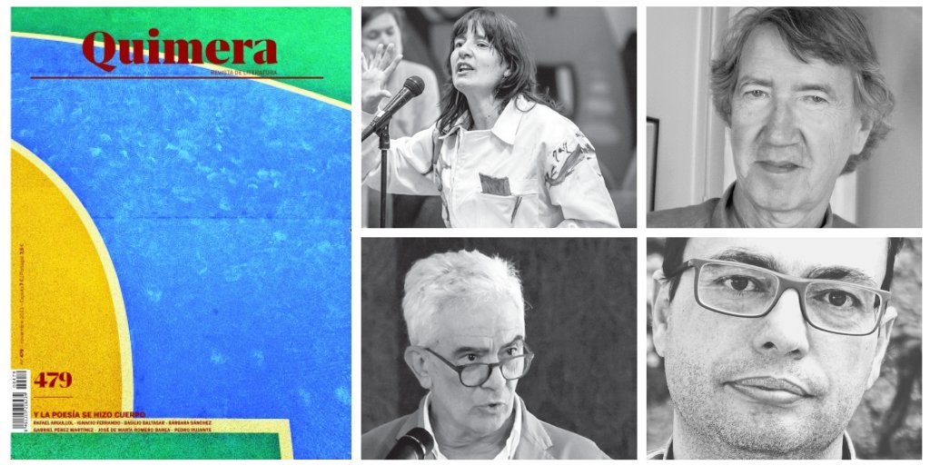 QuimeraRevista's tweet photo. 📣Presentamos nuestro número de noviembre, #Quimera479, con entrevistas a Ignacio Ferrando, Basilio Baltasar y Rafael Argullol, un dossier sobre la capacidad transformadora de la poesía, reportajes, ficción, cr��tica y más. 
Descubre los contenidos aquí 👇
https://t.co/gvQ2AogUMU https://t.co/Zs2PRjzeqJ