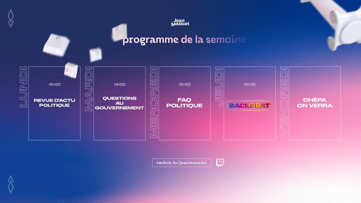 LA PROG DE LA SEMAINE !