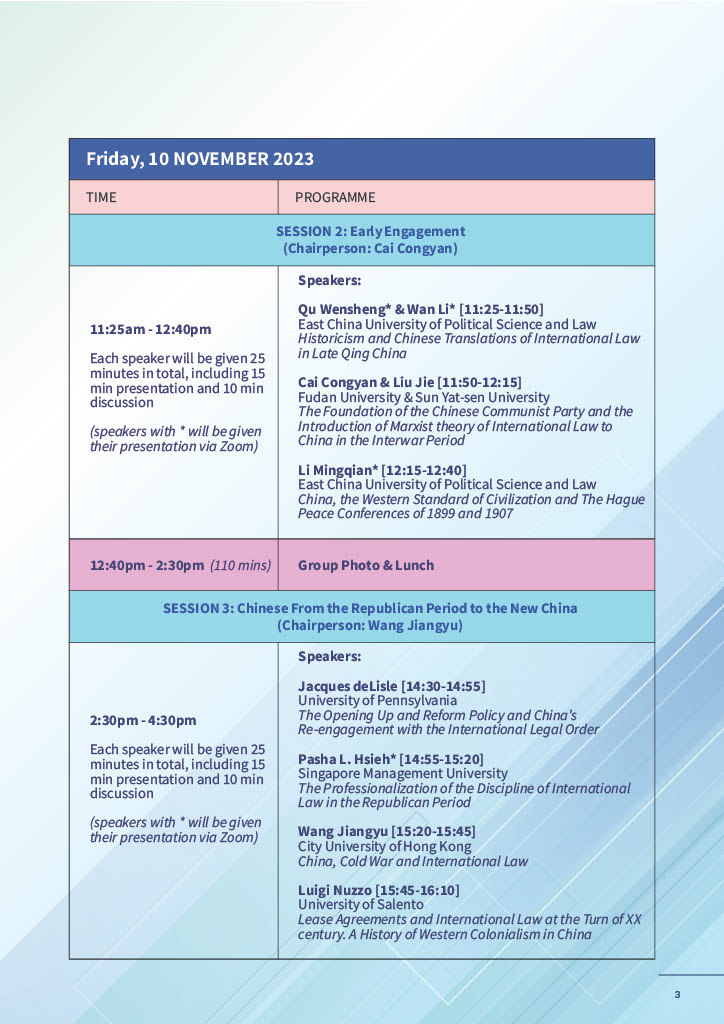 Our first in-person workshop for 'Histories of International Law in China. All Under Heaven?' (OUP, 2025) will take place at City University of Hong Kong on the 10th &amp; 11th November. Heartfelt thanks to my co-editor <a href="/wangjiangyu/">WANG JiangYu 王江雨</a> and his excellent organising team for hosting us